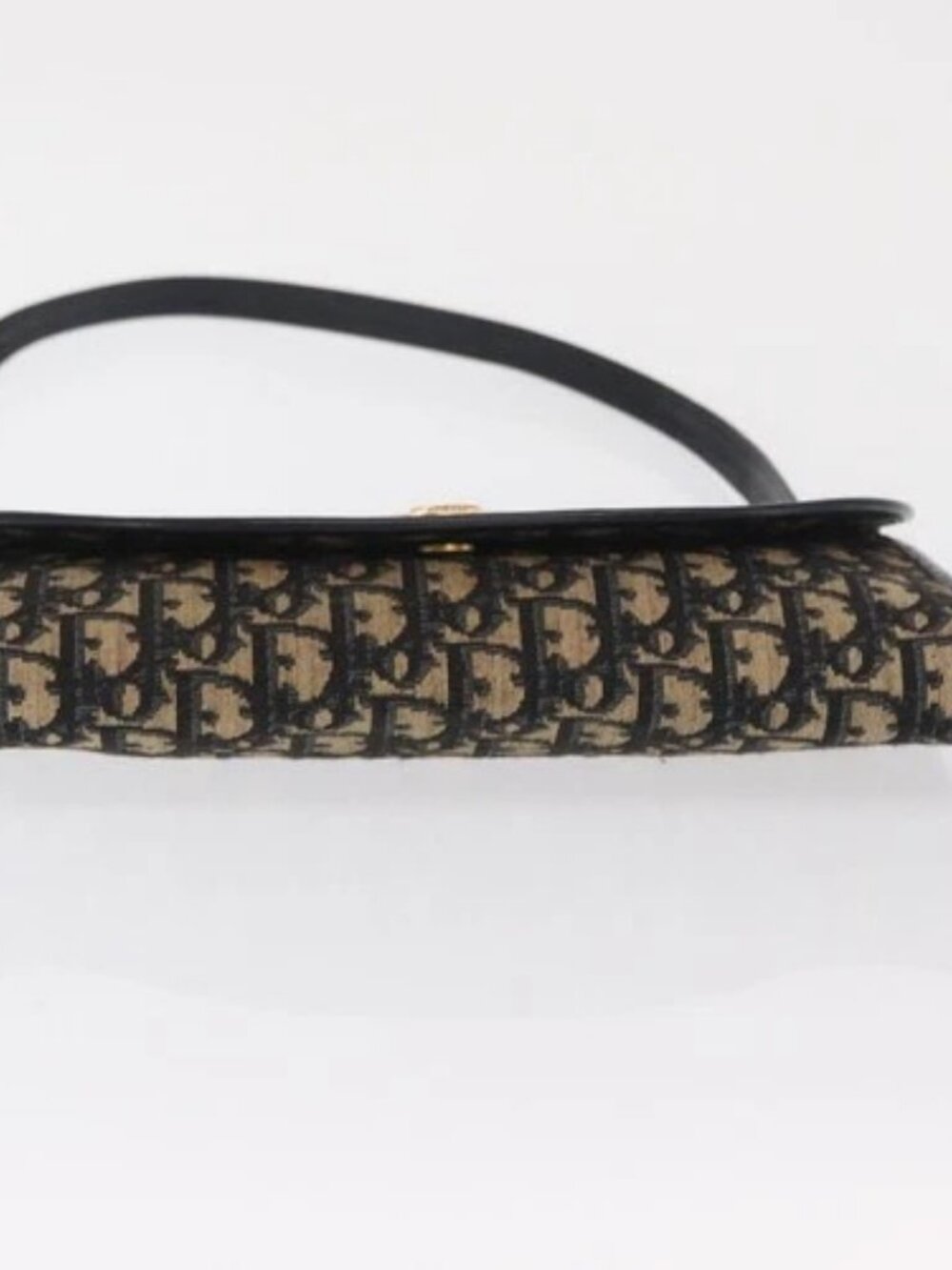 Christian Dior Trotter Canvas Shoulder Bag Navy Gold Auth BA10087 - Picture 8 of 16